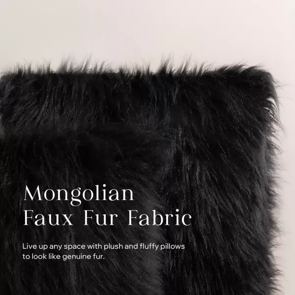 Phantoscope Faux Fur Solid Decorative Pillow Cover Fluffy Throw Pillow Mongolian Luxury Fuzzy Pillow Case Cushion Cover for Bedroom and CouchTrue White 18 x 18 InchesBlack