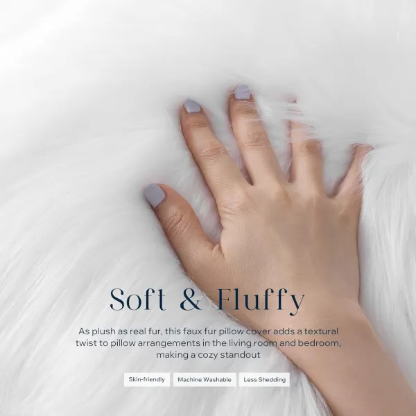 Phantoscope Faux Fur Solid Decorative Pillow Cover Fluffy Throw Pillow Mongolian Luxury Fuzzy Pillow Case Cushion Cover for Bedroom and CouchTrue White 18 x 18 InchesTrue White