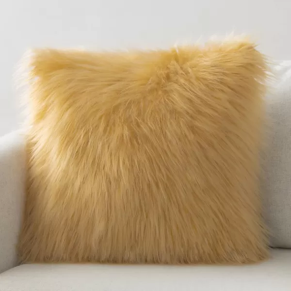 Phantoscope Faux Fur Solid Decorative Pillow Cover Fluffy Throw Pillow Mongolian Luxury Fuzzy Pillow Case Cushion Cover for Bedroom and CouchTrue White 18 x 18 InchesGinger