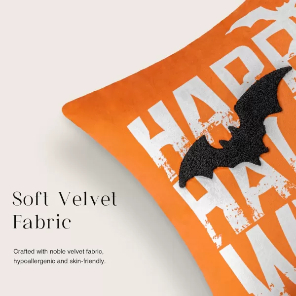 Phantoscope Happy Halloween Decorative Throw Pillow Covers Teddy Fur Pillow Decorative Covers Handcrafted Embroidery Ghost ampamp Mummy Halloween Pillowcase Cushion Covers Black and White 18 x 18 inOrange and Black