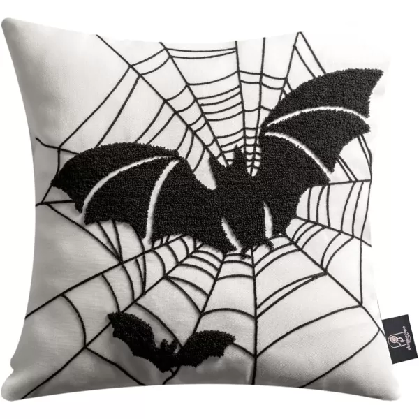Phantoscope Happy Halloween Decorative Throw Pillow Covers Teddy Fur Pillow Decorative Covers Handcrafted Embroidery Ghost ampamp Mummy Halloween Pillowcase Cushion Covers Black and White 18 x 18 inBlack and White Spider Web