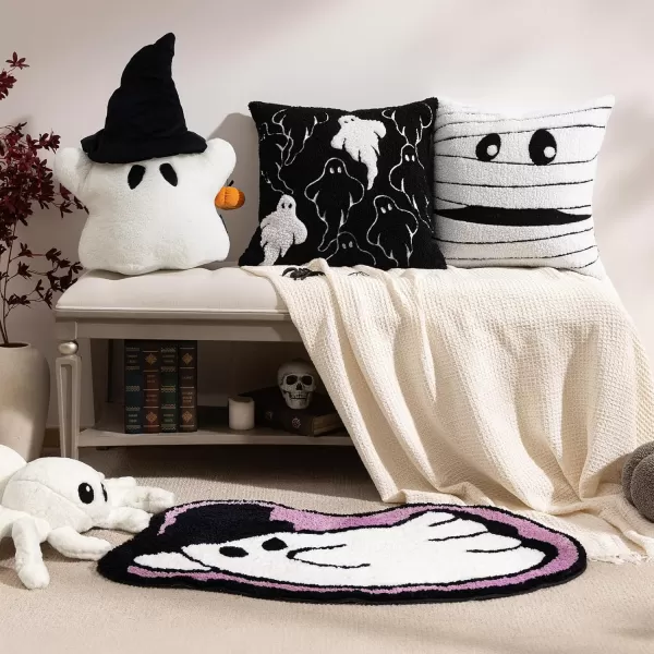 Phantoscope Happy Halloween Rug Ghost Shaped Area Rug Soft Plush Mat for Front Door Living Bedroom Bathroom NonSlip Decorative Rug Gothic Halloween Decor Door Mat WhitePurple 275 x 55 inchPurple