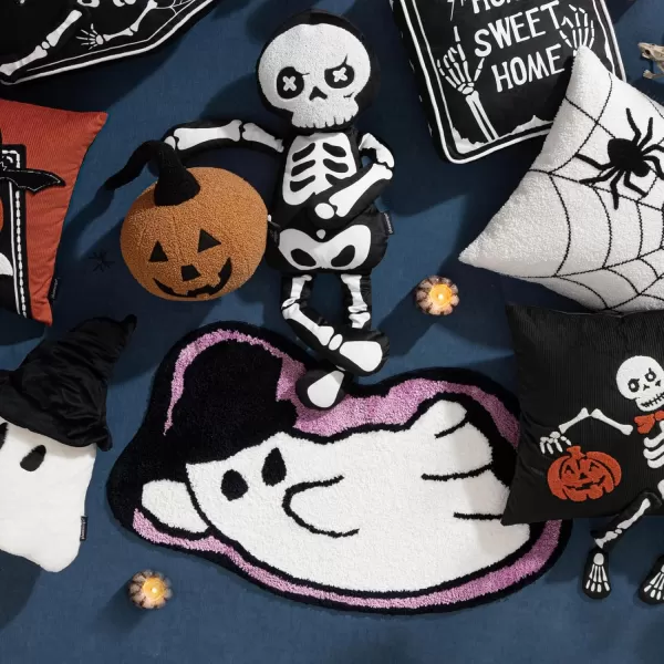 Phantoscope Happy Halloween Rug Ghost Shaped Area Rug Soft Plush Mat for Front Door Living Bedroom Bathroom NonSlip Decorative Rug Gothic Halloween Decor Door Mat WhitePurple 275 x 55 inchPurple