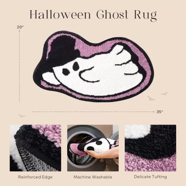 Phantoscope Happy Halloween Rug Ghost Shaped Area Rug Soft Plush Mat for Front Door Living Bedroom Bathroom NonSlip Decorative Rug Gothic Halloween Decor Door Mat WhitePurple 275 x 55 inchPurple