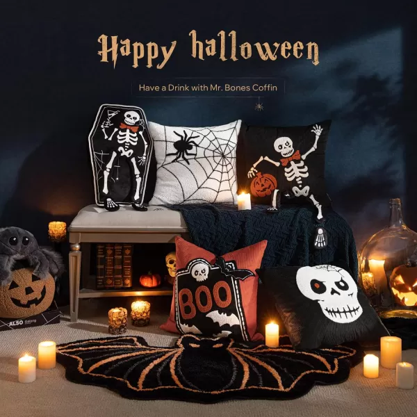 Phantoscope Happy Halloween Shaped Throw Pillow Ghost Pillow with Witch Hat Witch Shaped Pillow with Bell Soft Velvet 3D Halloween Throw Pillow for Couch Purple 28 x 14 inchBlack Coffin