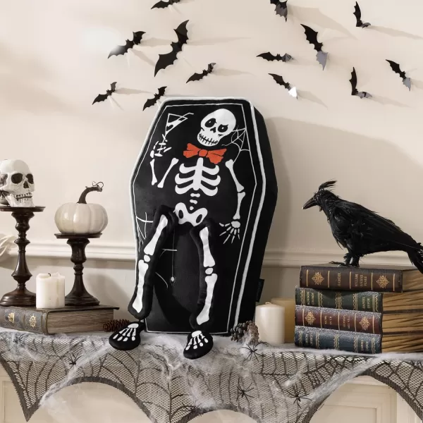 Phantoscope Happy Halloween Shaped Throw Pillow Ghost Pillow with Witch Hat Witch Shaped Pillow with Bell Soft Velvet 3D Halloween Throw Pillow for Couch Purple 28 x 14 inchBlack Coffin