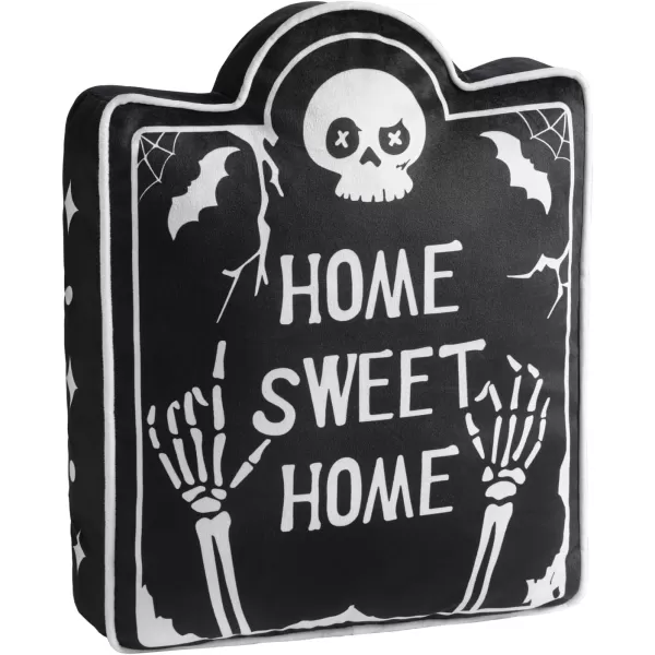 Phantoscope Happy Halloween Shaped Throw Pillow Ghost Pillow with Witch Hat Witch Shaped Pillow with Bell Soft Velvet 3D Halloween Throw Pillow for Couch Purple 28 x 14 inchBlack Tombstone