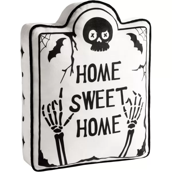 Phantoscope Happy Halloween Shaped Throw Pillow Ghost Pillow with Witch Hat Witch Shaped Pillow with Bell Soft Velvet 3D Halloween Throw Pillow for Couch Purple 28 x 14 inchWhite Tombstone
