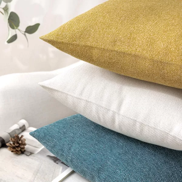 Phantoscope Pack of 2 Farmhouse Throw Pillow Covers Button Vintage Linen Decorative Pillow Cases for Couch Bed and Chair Beige 18 x 18 inches 45 x 45 cmDark Yellow