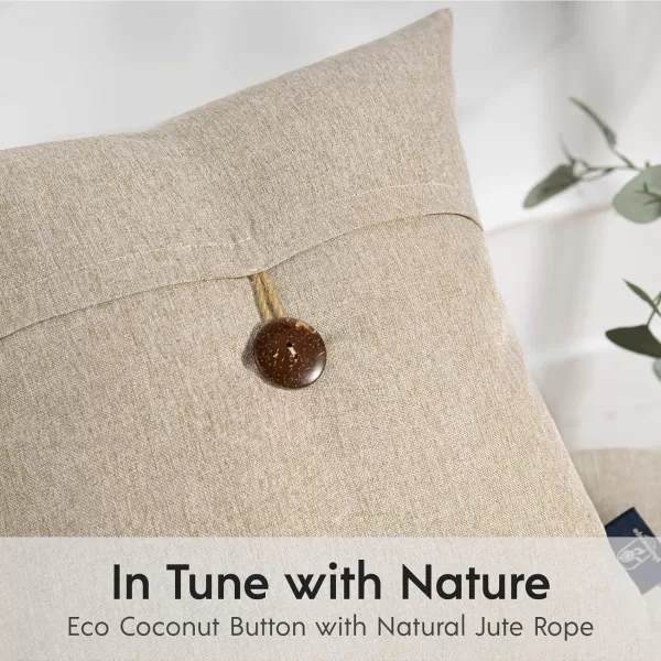 Phantoscope Pack of 2 Farmhouse Throw Pillow Covers Button Vintage Linen Decorative Pillow Cases for Couch Bed and Chair Beige 18 x 18 inches 45 x 45 cmOat Beige