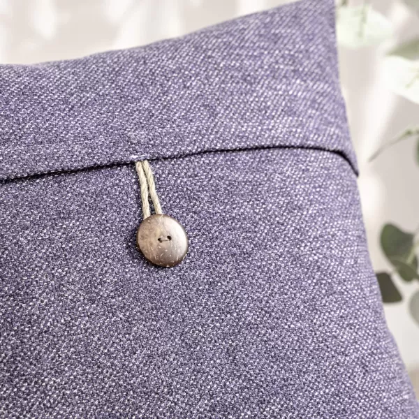Phantoscope Pack of 2 Farmhouse Throw Pillow Covers Button Vintage Linen Decorative Pillow Cases for Couch Bed and Chair Beige 18 x 18 inches 45 x 45 cmPurple