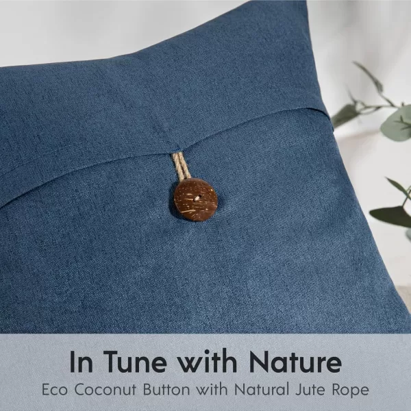 Phantoscope Pack of 2 Farmhouse Throw Pillow Covers Button Vintage Linen Decorative Pillow Cases for Couch Bed and Chair Beige 18 x 18 inches 45 x 45 cmNavy Blue
