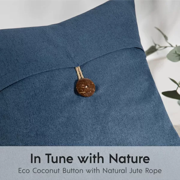 Phantoscope Pack of 2 Farmhouse Throw Pillow Covers Button Vintage Linen Decorative Pillow Cases for Couch Bed and Chair Beige 18 x 18 inches 45 x 45 cmNavy Blue
