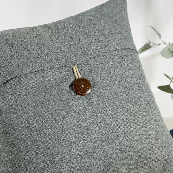 Phantoscope Pack of 2 Farmhouse Throw Pillow Covers Button Vintage Linen Decorative Pillow Cases for Couch Bed and Chair Beige 18 x 18 inches 45 x 45 cmGray
