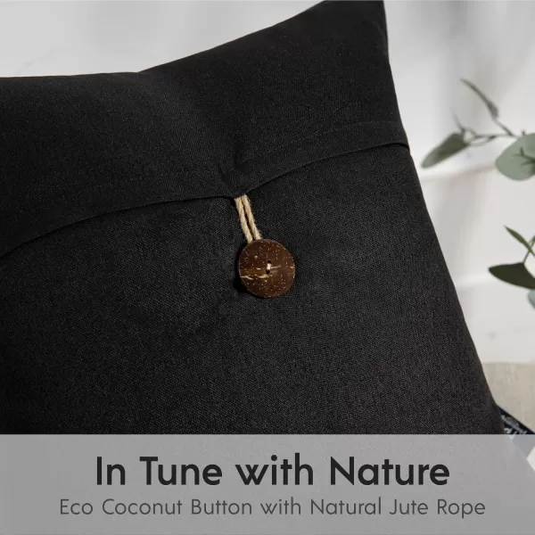 Phantoscope Pack of 2 Farmhouse Throw Pillow Covers Button Vintage Linen Decorative Pillow Cases for Couch Bed and Chair Beige 18 x 18 inches 45 x 45 cmBlack