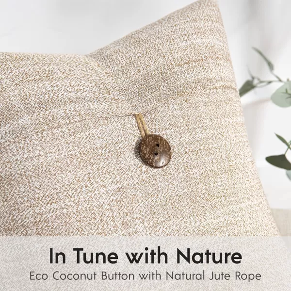 Phantoscope Pack of 2 Farmhouse Throw Pillow Covers Button Vintage Linen Decorative Pillow Cases for Couch Bed and Chair Beige 18 x 18 inches 45 x 45 cmBeige