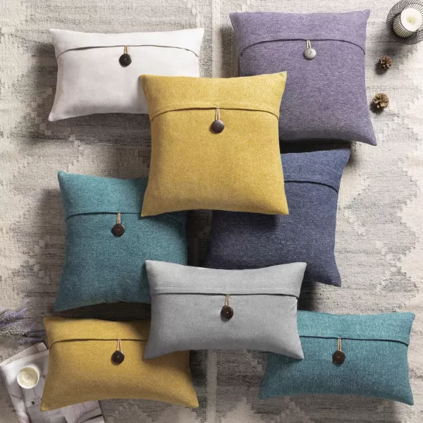 Phantoscope Pack of 2 Farmhouse Throw Pillow Covers Button Vintage Linen Decorative Pillow Cases for Couch Bed and Chair Beige 18 x 18 inches 45 x 45 cmPurple