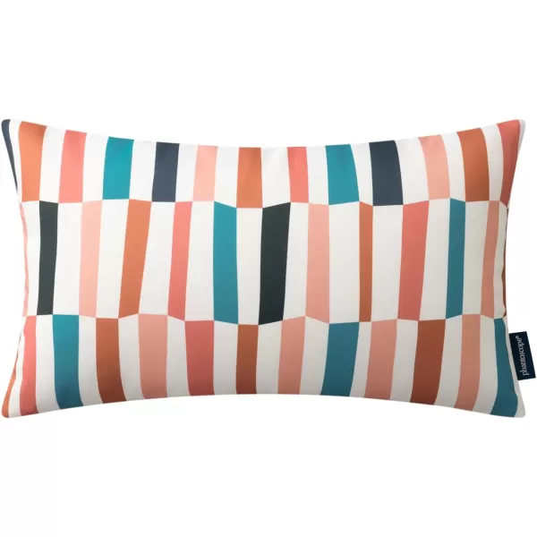 Phantoscope Pack of 2 Outdoor Pillows Waterproof Geometric Stripes Outdoor Pillow Covers Decorative Square Patio Pillows Cushion Case for Couch Tent Sunbrella Navy and Lake Blue 18 x 18 InchesBlue and Pink