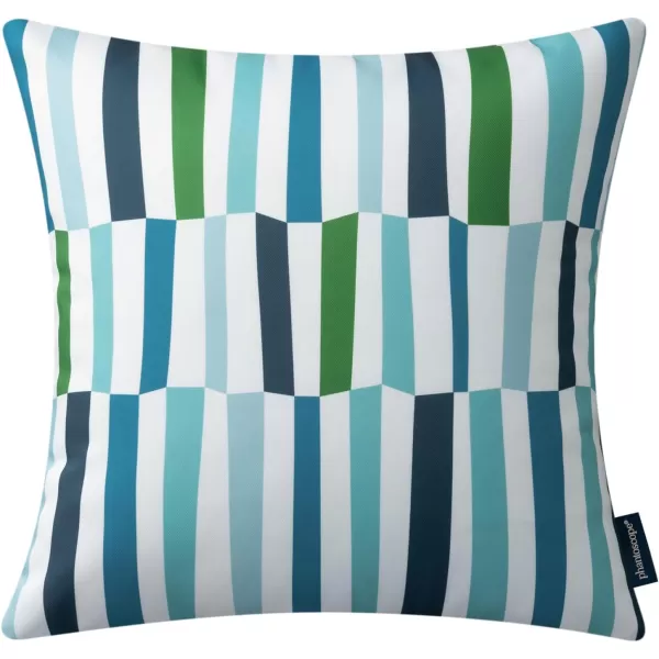 Phantoscope Pack of 2 Outdoor Pillows Waterproof Geometric Stripes Outdoor Pillow Covers Decorative Square Patio Pillows Cushion Case for Couch Tent Sunbrella Navy and Lake Blue 18 x 18 InchesNavy Blue