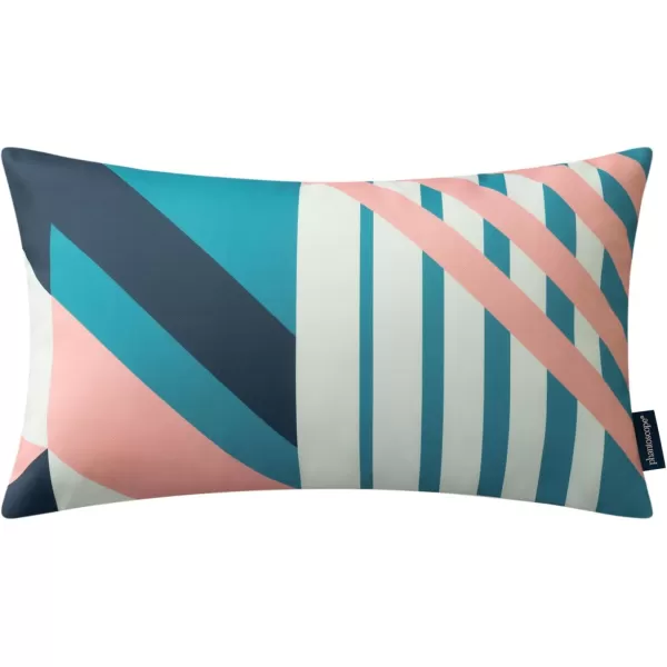Phantoscope Pack of 2 Outdoor Pillows Waterproof Geometric Stripes Outdoor Pillow Covers Decorative Square Patio Pillows Cushion Case for Couch Tent Sunbrella Navy and Lake Blue 18 x 18 InchesBlue and Pink