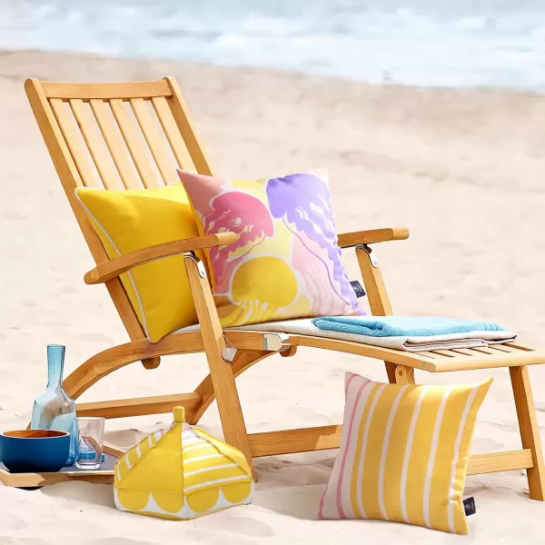 Phantoscope Pack of 2 Outdoor Waterproof Pillow Covers Decorative Jellyfish Design Outdoor Pillows for Patio Furniture Cushion Cases for Couch Tent Sunbrella Yellow 18x18 InchesJellyfishyellow