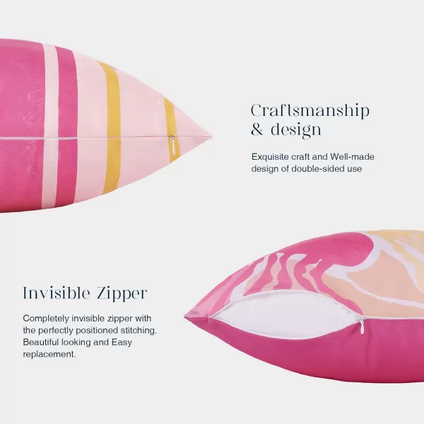 Phantoscope Pack of 2 Outdoor Waterproof Pillow Covers Decorative Jellyfish Design Outdoor Pillows for Patio Furniture Cushion Cases for Couch Tent Sunbrella Yellow 18x18 InchesJellyfishhot Pink