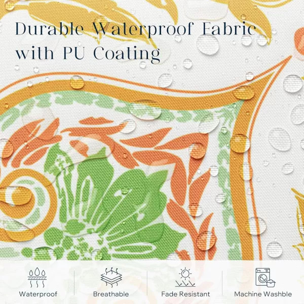 Phantoscope Pack of 4 Outdoor Pillows Waterproof Boho Geometric Outdoor Throw Pillow Covers Decorative Floral Patio Pillows Square Cushion Case for Couch Tent Sunbrella OrangeBlue 18x18 InchesYellowGreen