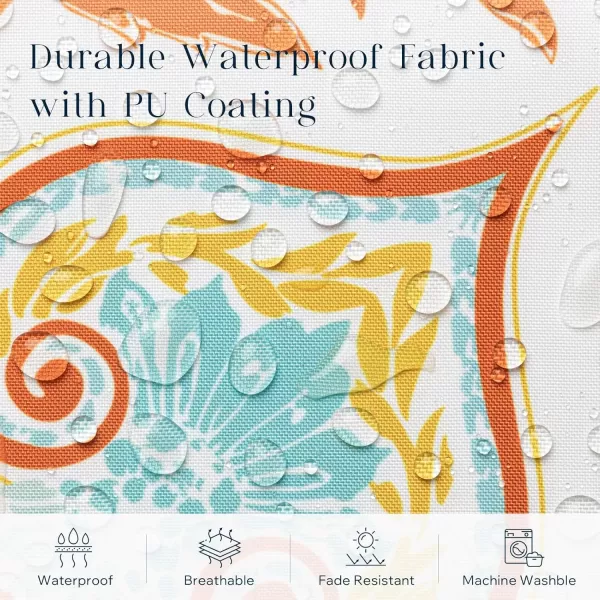 Phantoscope Pack of 4 Outdoor Pillows Waterproof Boho Geometric Outdoor Throw Pillow Covers Decorative Floral Patio Pillows Square Cushion Case for Couch Tent Sunbrella OrangeBlue 18x18 InchesOrangeBlue