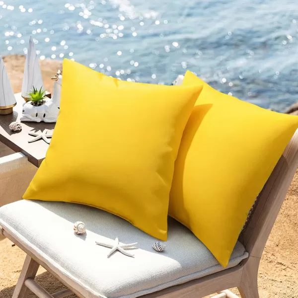 Phantoscope Pack of 4 Premium Dual Usage Outdoor Pillow Inserts Waterproof Throw Pillows No Cover Needed Colorful Decorative Couch Sham Cushion Stuffer Patio Couch Tent Light Blue 18 x 18 InchesYellow