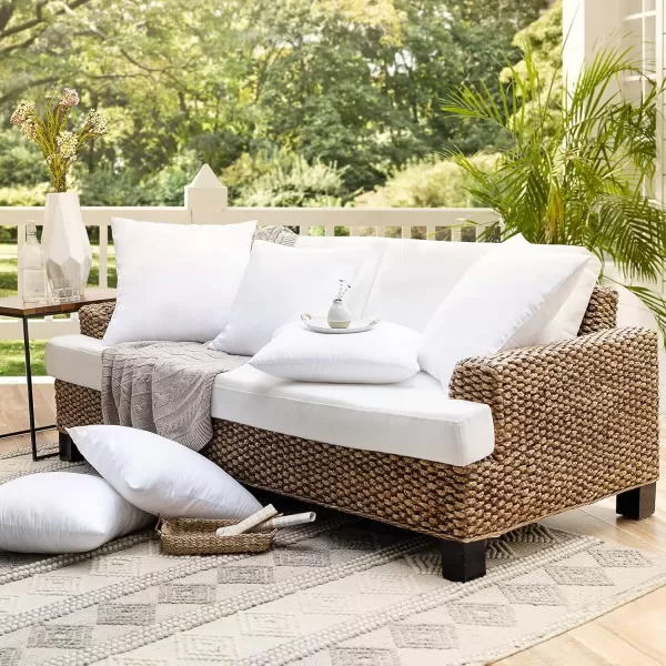 Phantoscope Premium Outdoor Pillow Inserts  Pack of 2 Square Form Water Resistant Decorative Throw Pillows Couch Sham Cushion Stuffer 12 x 20 inchesWhite