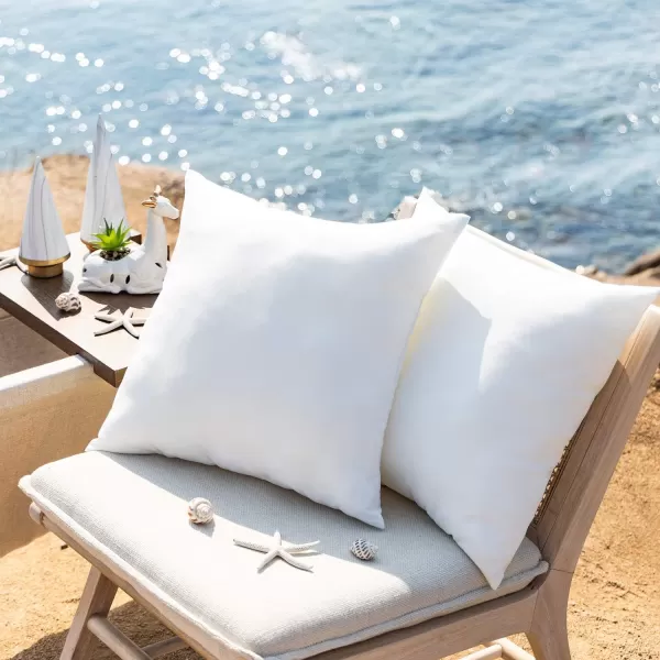 Phantoscope Premium Outdoor Pillow Inserts  Pack of 2 Square Form Water Resistant Decorative Throw Pillows Couch Sham Cushion Stuffer 12 x 20 inchesWhite