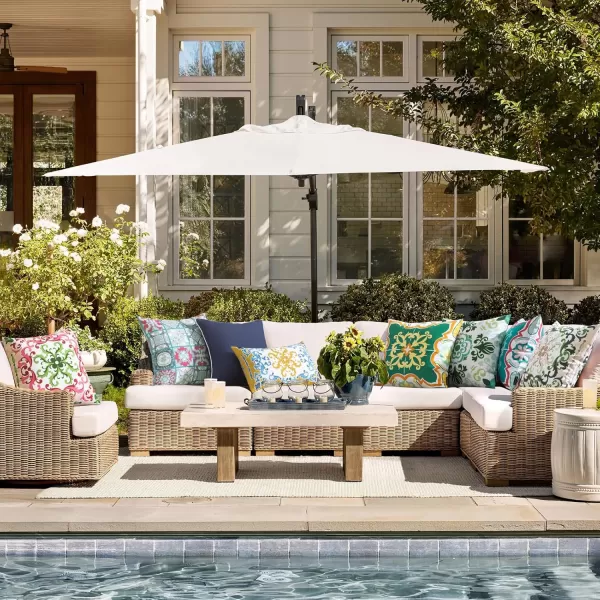 Phantoscope Set of 4 Outdoor Waterproof Throw Pillow CoversGeometric Decorative Boho Farmhouse Outdoor Pillows Cushion Case for Home Patio Furnitures Tent Sunbrella Blue and Green 18x18 InchesTurquoiseOrange