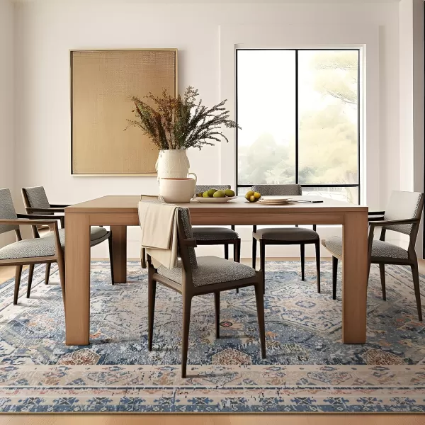 Phantoscope Vintage Collection Area Rug 5x7 for Living Room  Washable Rug Large Boho Carpet NonSlip for Bedroom Dining Room Indoor LowPile Neutral Distressed Accent Rug Dusty BlueMultiDusty BlueMulti