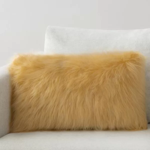 Phantoscope Faux Fur Solid Decorative Pillow Cover Fluffy Throw Pillow Mongolian Luxury Fuzzy Pillow Case Cushion Cover for Bedroom and CouchTrue White 18 x 18 InchesGinger