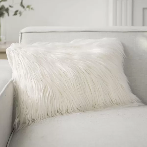 Phantoscope Faux Fur Solid Decorative Pillow Cover Fluffy Throw Pillow Mongolian Luxury Fuzzy Pillow Case Cushion Cover for Bedroom and CouchTrue White 18 x 18 InchesOffwhite