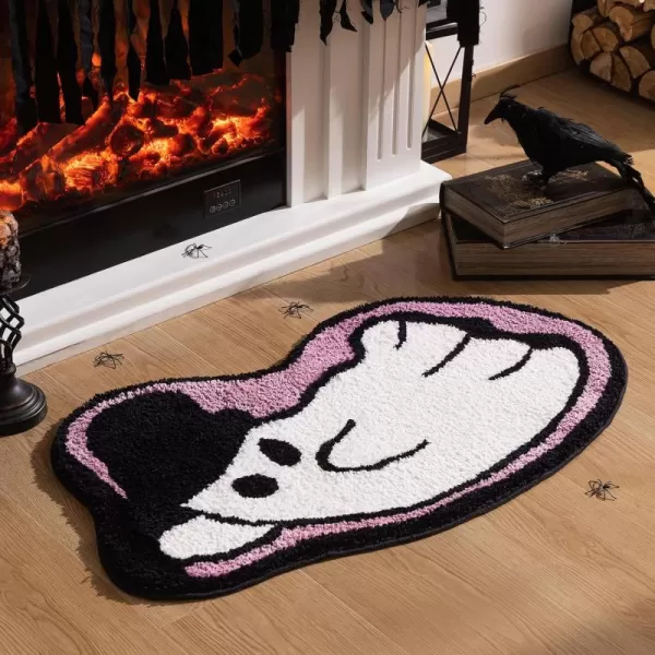 Phantoscope Happy Halloween Rug Ghost Shaped Area Rug Soft Plush Mat for Front Door Living Bedroom Bathroom NonSlip Decorative Rug Gothic Halloween Decor Door Mat WhitePurple 275 x 55 inchPurple