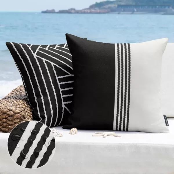 Phantoscope Pack of 2 Outdoor Indoor Throw Decorative Pillow Cover Contrast Color Design Decorative Waterproof Patio Pillows Cushion Case for Couch Tent ParkYellow and Green18 x 18 inBlack and White