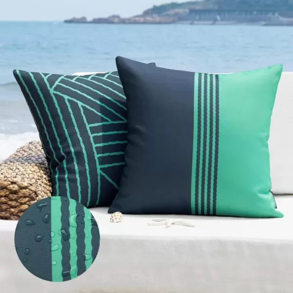 Phantoscope Pack of 2 Outdoor Indoor Throw Decorative Pillow Cover Contrast Color Design Decorative Waterproof Patio Pillows Cushion Case for Couch Tent ParkYellow and Green18 x 18 inNavy Blue