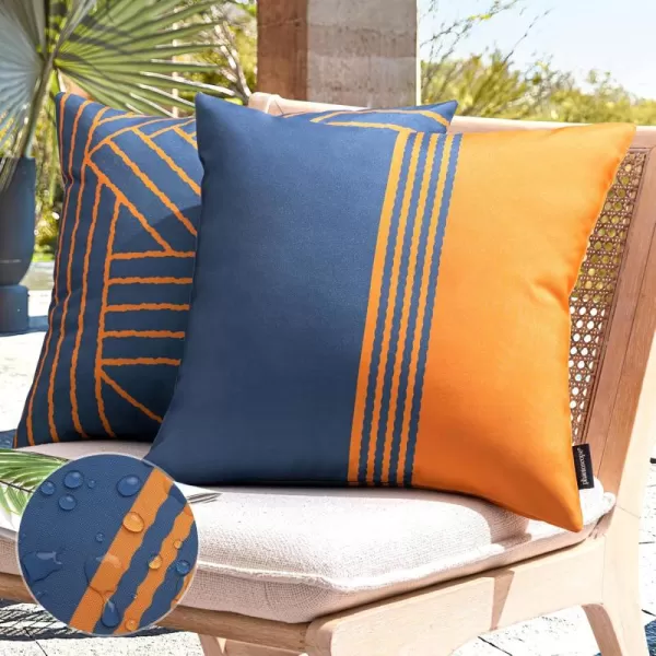 Phantoscope Pack of 2 Outdoor Indoor Throw Decorative Pillow Cover Contrast Color Design Decorative Waterproof Patio Pillows Cushion Case for Couch Tent ParkYellow and Green18 x 18 inBlue and Orange