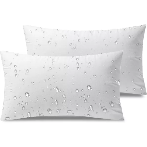 Phantoscope Premium Outdoor Pillow Inserts  Pack of 2 Square Form Water Resistant Decorative Throw Pillows Couch Sham Cushion Stuffer 12 x 20 inchesWhite