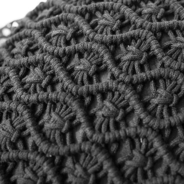 Phantoscope 100 Cotton Handmade Crochet Woven Boho Throw Pillow with Tassel Cute Farmhouse Pillow Insert Included Lumbar Small Decorative Cushion for Couch Sofa Black16 inches RoundIron Black