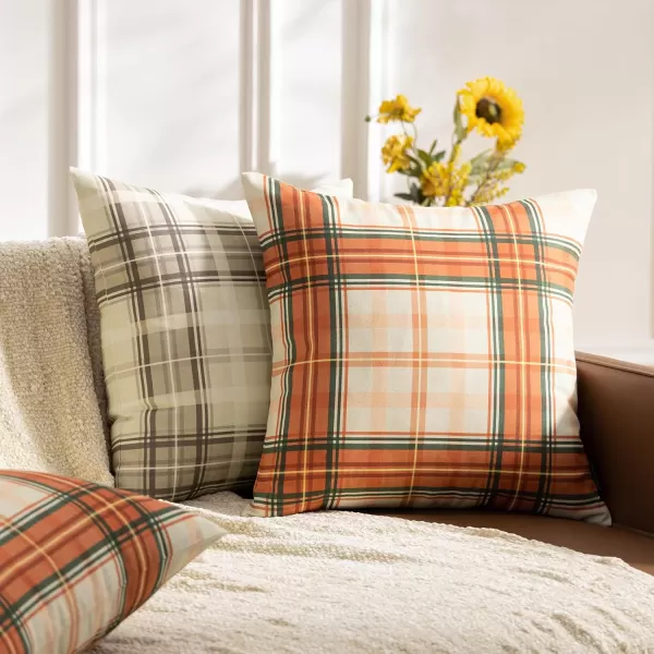 Phantoscope Buffalo Plaid Throw Pillow Covers Farmhouse Check Pillows Fall Decorative Pillow Cover Indoor Outdoor Throw Pillows Twill Square Pillow Cases for Home Decor Beige12 x 20InchesBeige
