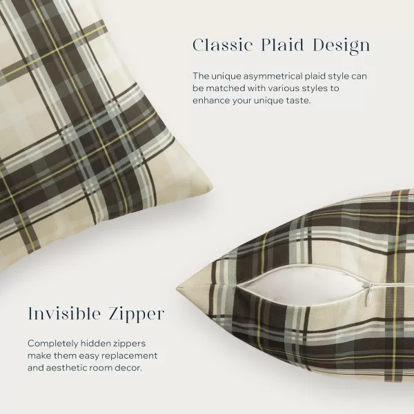 Phantoscope Buffalo Plaid Throw Pillow Covers Farmhouse Check Pillows Fall Decorative Pillow Cover Indoor Outdoor Throw Pillows Twill Square Pillow Cases for Home Decor Beige12 x 20InchesBlack