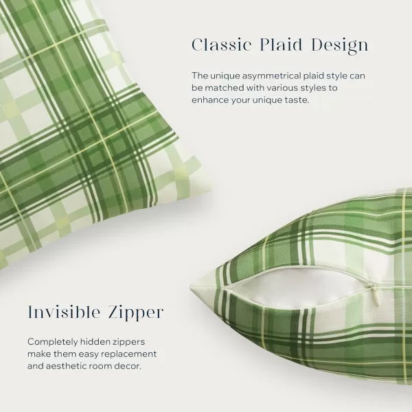 Phantoscope Buffalo Plaid Throw Pillow Covers Farmhouse Check Pillows Fall Decorative Pillow Cover Indoor Outdoor Throw Pillows Twill Square Pillow Cases for Home Decor Beige12 x 20InchesSage Green