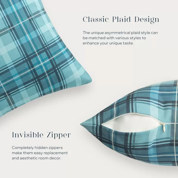 Phantoscope Buffalo Plaid Throw Pillow Covers Farmhouse Check Pillows Fall Decorative Pillow Cover Indoor Outdoor Throw Pillows Twill Square Pillow Cases for Home Decor Beige12 x 20InchesDark Blue