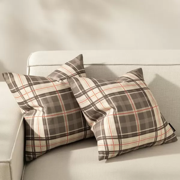 Phantoscope Buffalo Plaid Throw Pillow Covers Farmhouse Check Pillows Fall Decorative Pillow Cover Indoor Outdoor Throw Pillows Twill Square Pillow Cases for Home Decor Beige12 x 20InchesDark Coffee