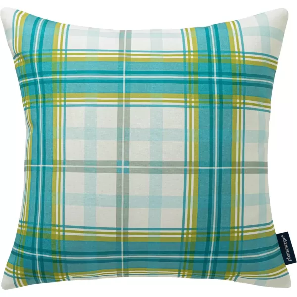 Phantoscope Buffalo Plaid Throw Pillow Covers Farmhouse Check Pillows Fall Decorative Pillow Cover Indoor Outdoor Throw Pillows Twill Square Pillow Cases for Home Decor Beige12 x 20InchesLight Blue