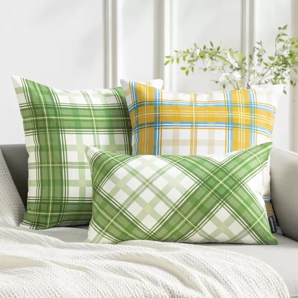 Phantoscope Buffalo Plaid Throw Pillow Covers Farmhouse Check Pillows Fall Decorative Pillow Cover Indoor Outdoor Throw Pillows Twill Square Pillow Cases for Home Decor Beige12 x 20InchesSage Green