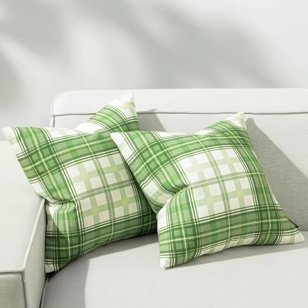 Phantoscope Buffalo Plaid Throw Pillow Covers Farmhouse Check Pillows Fall Decorative Pillow Cover Indoor Outdoor Throw Pillows Twill Square Pillow Cases for Home Decor Beige12 x 20InchesSage Green