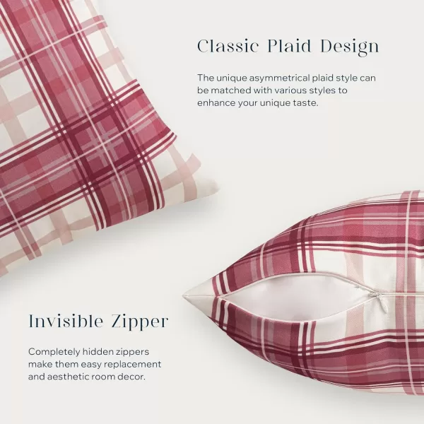 Phantoscope Buffalo Plaid Throw Pillow Covers Farmhouse Check Pillows Fall Decorative Pillow Cover Indoor Outdoor Throw Pillows Twill Square Pillow Cases for Home Decor Beige12 x 20InchesPink